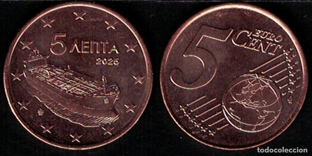 Monedas antiguas de Europa: Grecia 2025 Pi&egrave;ce de Monnaie 5 centimes euro p&eacute;trolier moderne RP680
