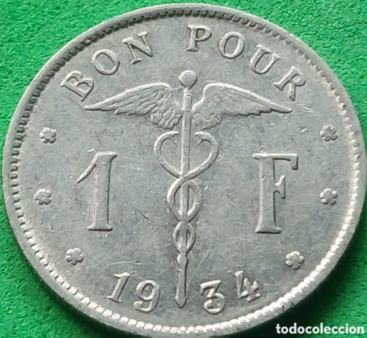 Monedas antiguas de Europa: B&eacute;lgica 1 franco 1934 km#89 Belgique