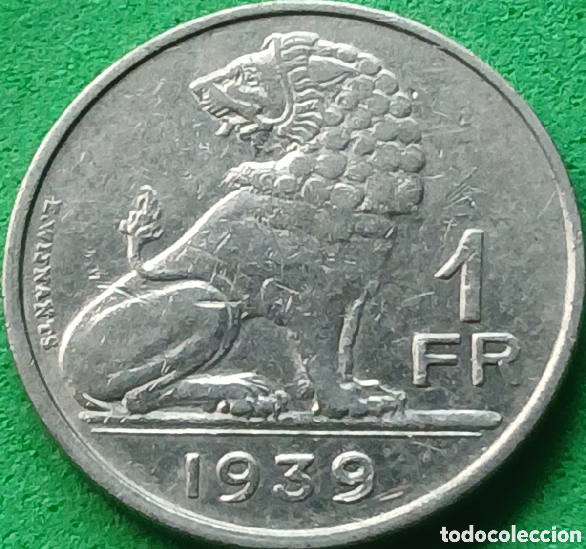 Monedas antiguas de Europa: B&eacute;lgica 1 franco 1939 km#119 Belgique-Belgie