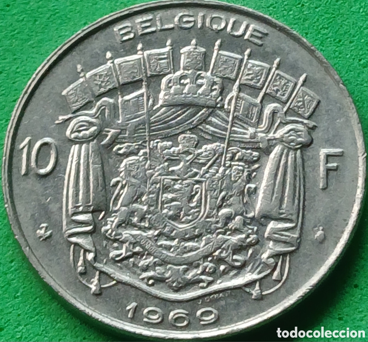 Monedas antiguas de Europa: B&eacute;lgica 10 francos 1969 km#155 Belgique