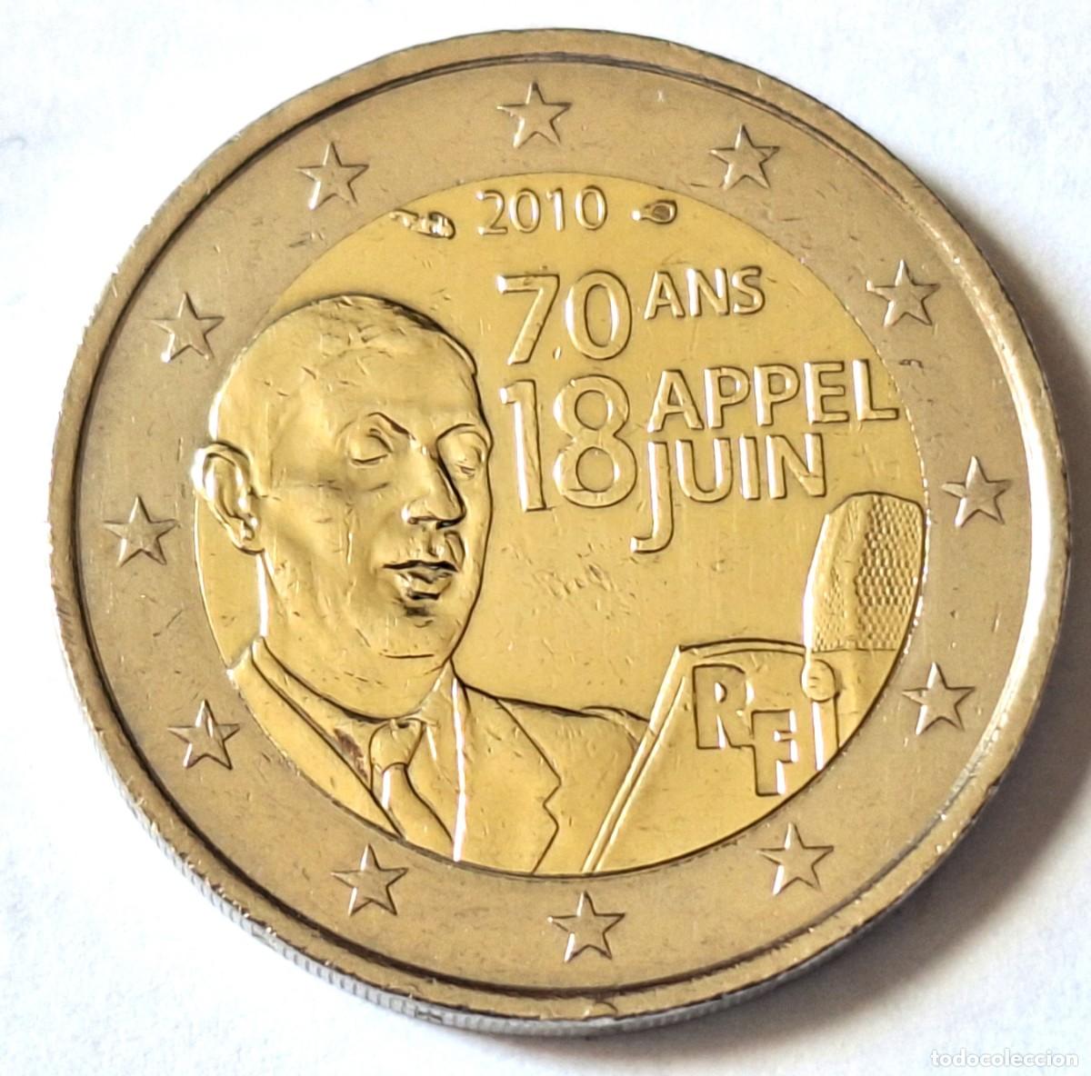 Monedas antiguas de Europa: FRANCIA - MONEDA CONMEMORATIVA DE 2 EUROS DEL A&Ntilde;O 2010 - GENERAL DE GAULLE - BIEN CONSERVADA