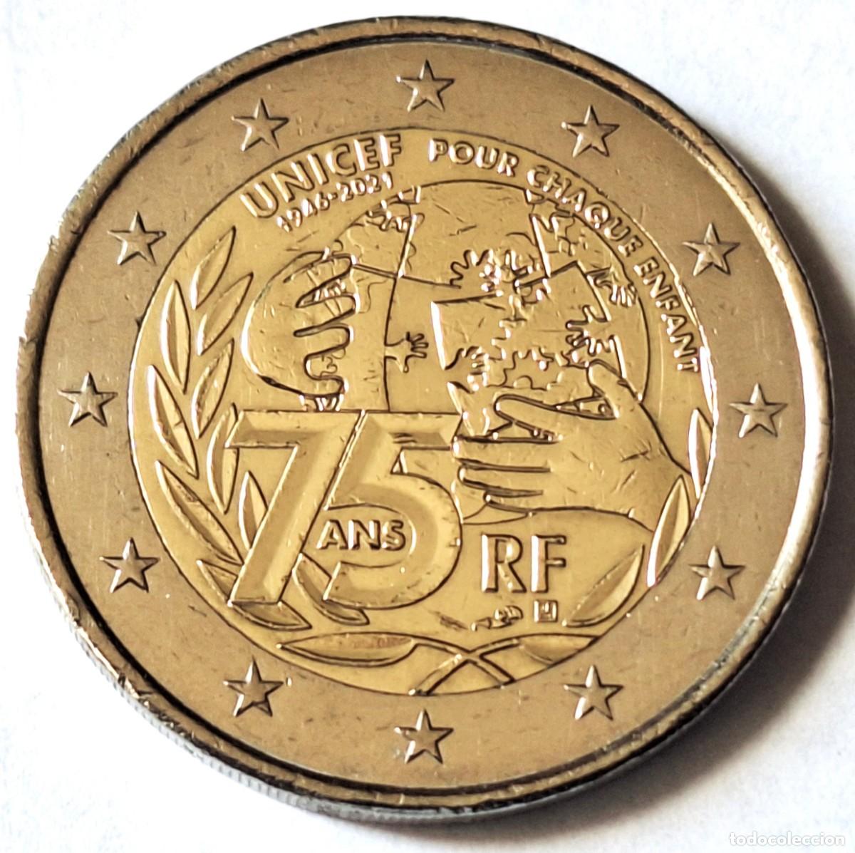 Monedas antiguas de Europa: FRANCIA - MONEDA CONMEMORATIVA DE 2 EUROS DEL A&Ntilde;O 2021 -75 ANIVERSARIO U.N.I.C.E.F.- BIEN CONSERVADA