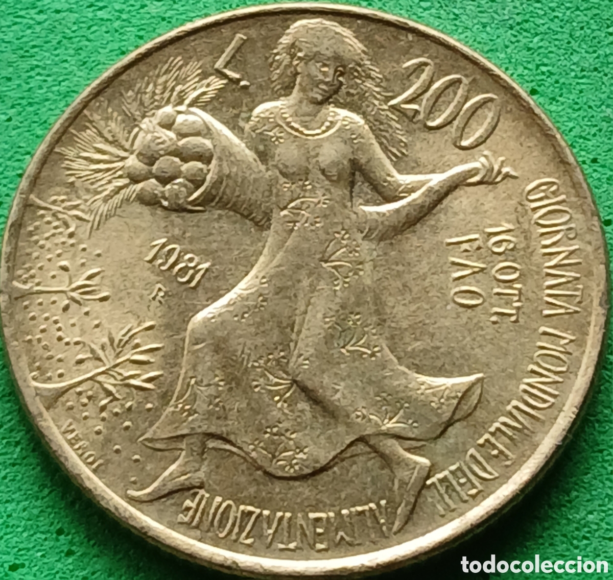 Monedas antiguas de Europa: Italia 200 liras 1981 km#109 FAO