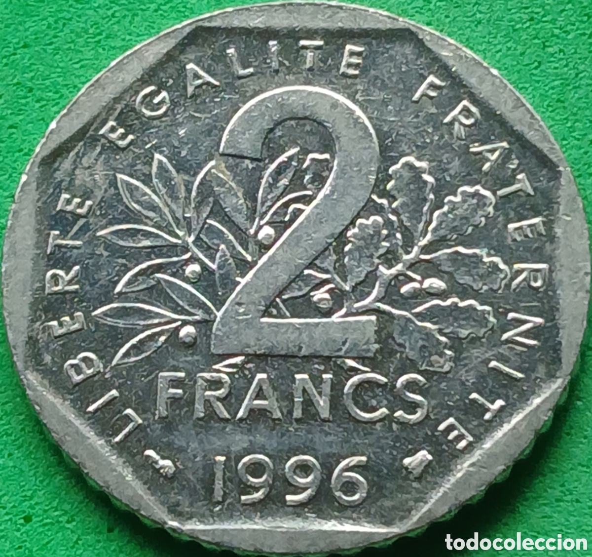 Monedas antiguas de Europa: Francia 2 francos 1996 km#942.1 borde estriado