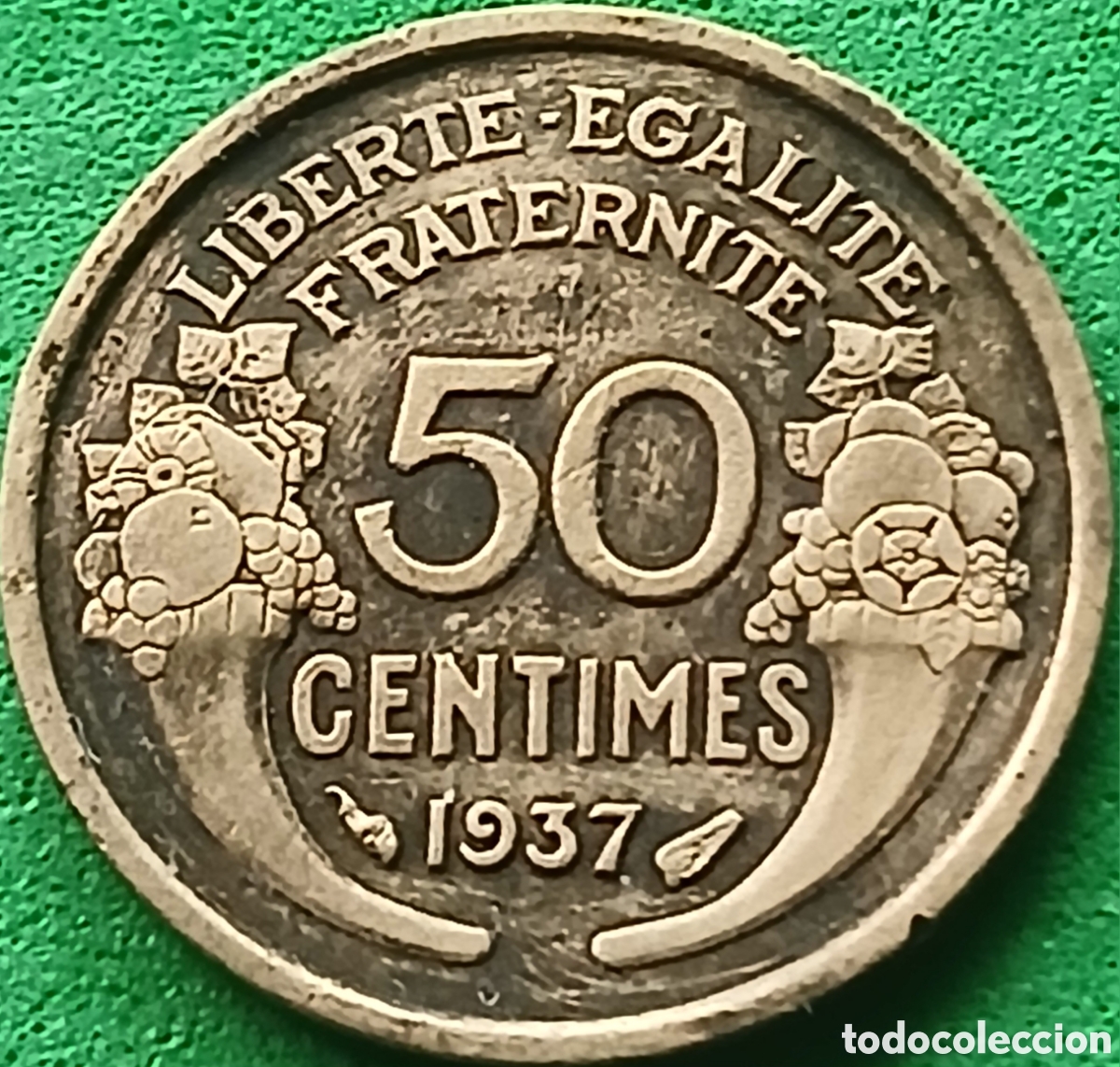Monedas antiguas de Europa: Francia 50 c&eacute;ntimos 1937 km#894