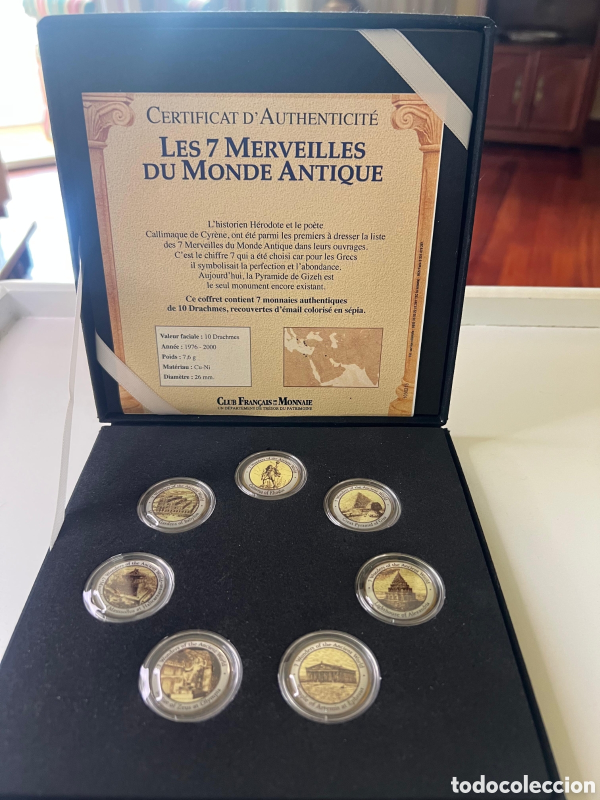 Monedas antiguas de Europa: Grecia ,estuche 7 Maravilllas del mundo