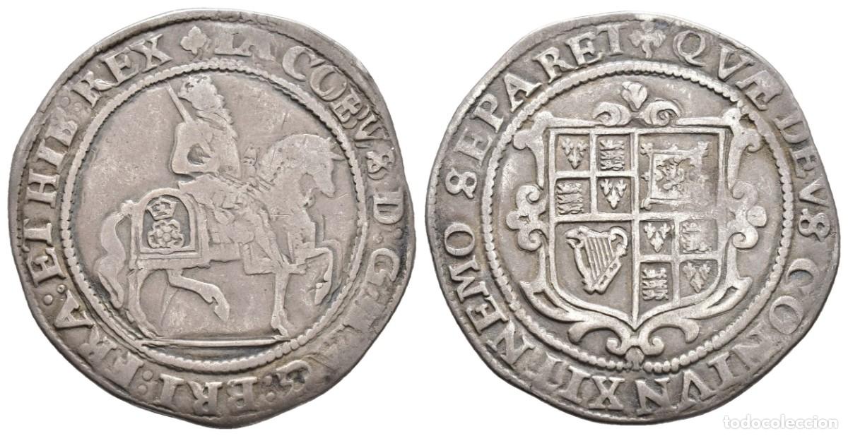 Monedas antiguas de Europa: SC. Reino Unido. James I. 1/2 Crown 1619-1625 Torre de Londres. Plata 14,35 g.