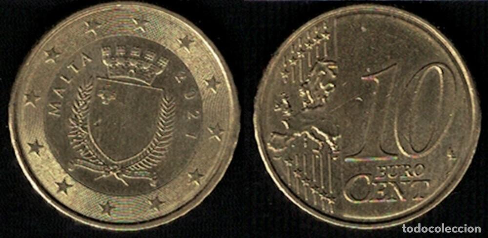 Monedas antiguas de Europa: Malta 2021 Pi&egrave;ce de Monnaie 10 centimes euro Fortifications et blason RP128