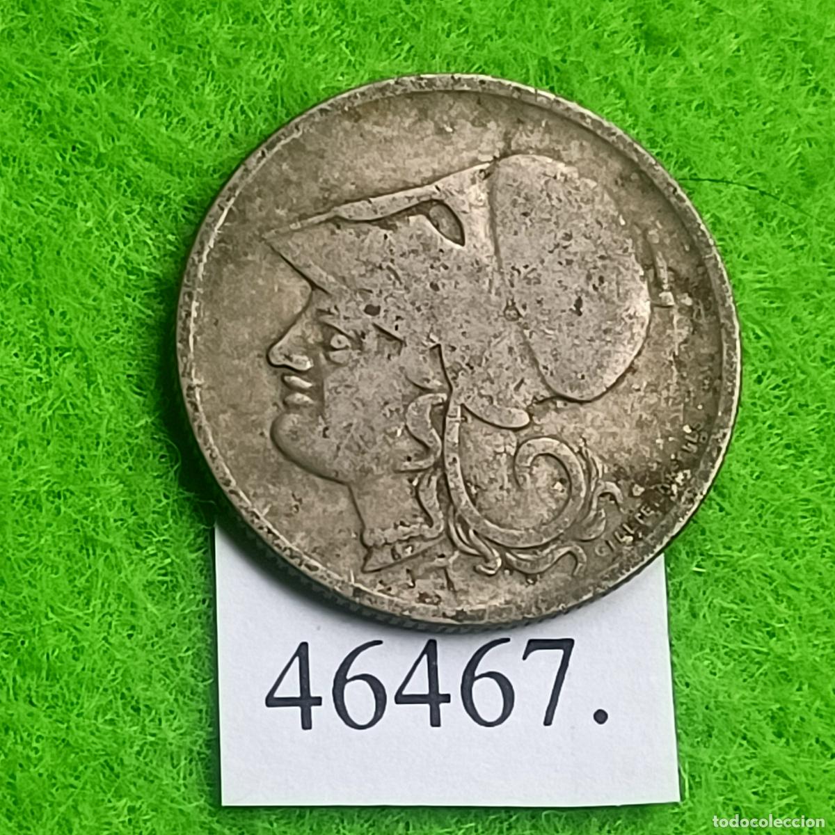 Monedas antiguas de Europa: Grecia 50 lepta 1926 B (1930), Atenea