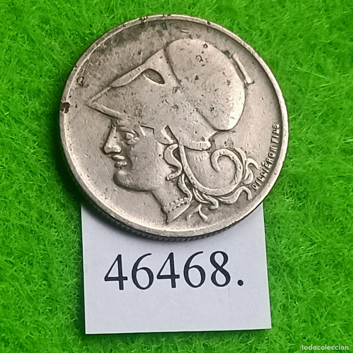 Monedas antiguas de Europa: Grecia 50 lepta 1926 B (1930), Atenea