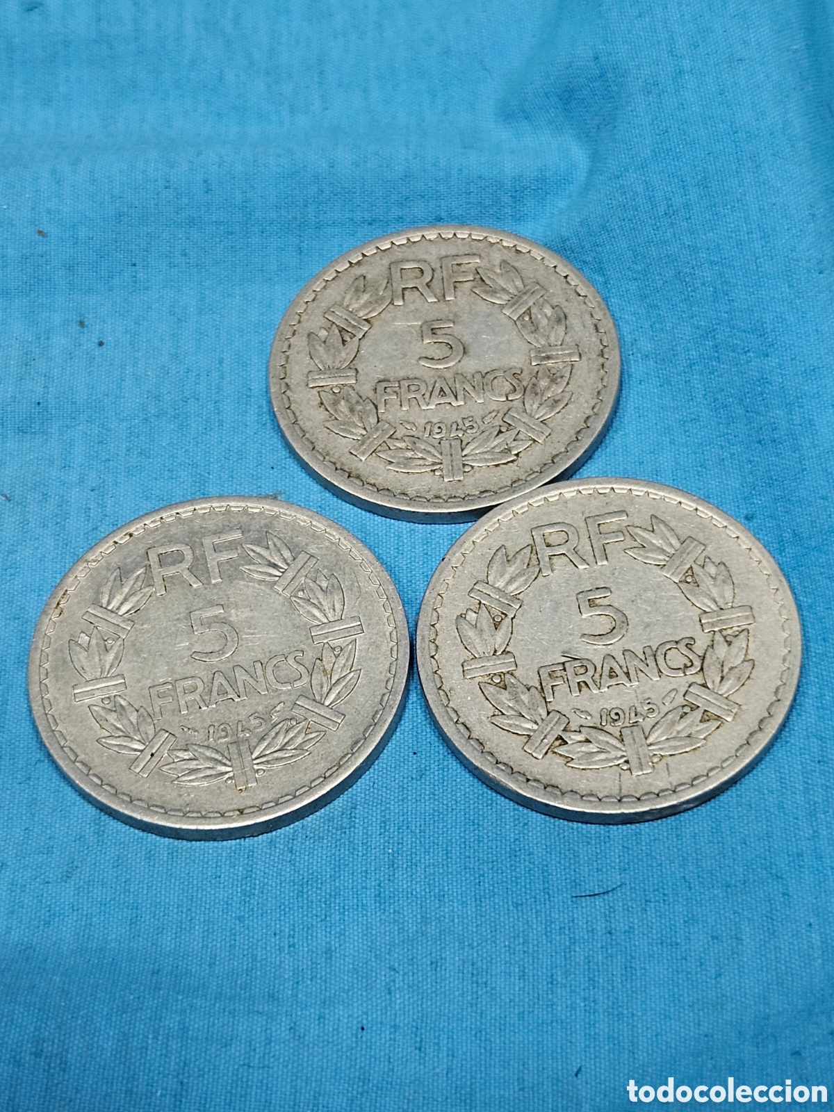 Monete antiche di Europa: 3 MONEDAS DE 5 FRANCOS 1945 REPUBLIQUE FRANCAISE. REPUBLICA FRANCESA