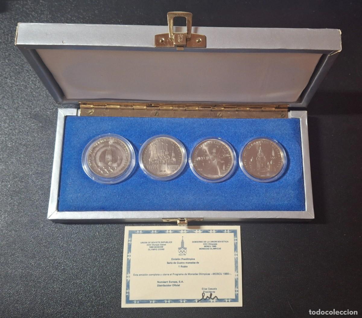 Monedas antiguas de Europa: Rusia Estuche 4 Valores Emisi&oacute;n Preol&iacute;mpica Moscu 1980 (SC)