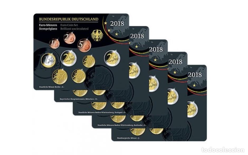 Monedas antiguas de Europa: ALEMANIA Euroset 2018 - BU (ADFGJ) - las 5 cecas