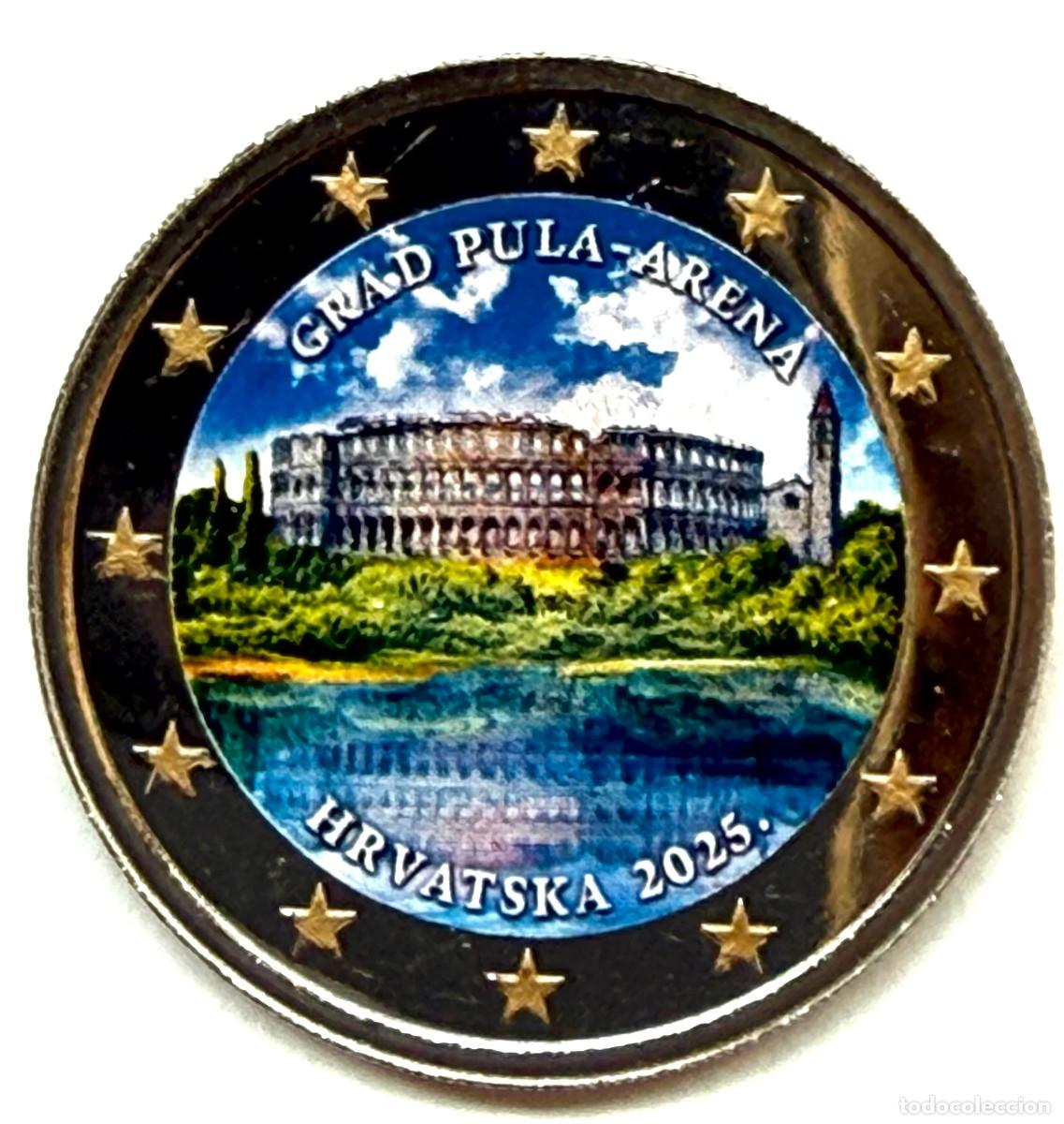 Monedas antiguas de Europa: Croacia 2 euros 2025 &ndash; Ciudad de Pula &ndash; Arena 2 &euro; - MULTICOLOR
