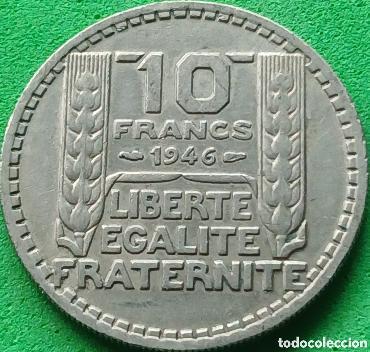Monedas antiguas de Europa: Francia 10 francos 1946 km#908 sin marca de ceca