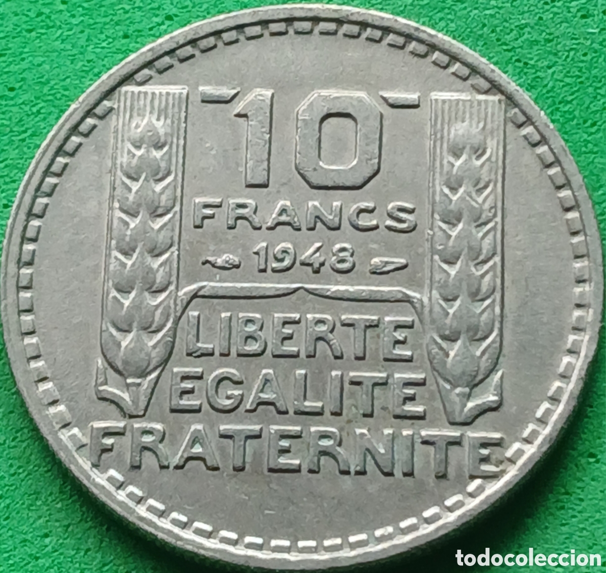 Monedas antiguas de Europa: Francia 10 francos 1948 km#909 sin marca de ceca