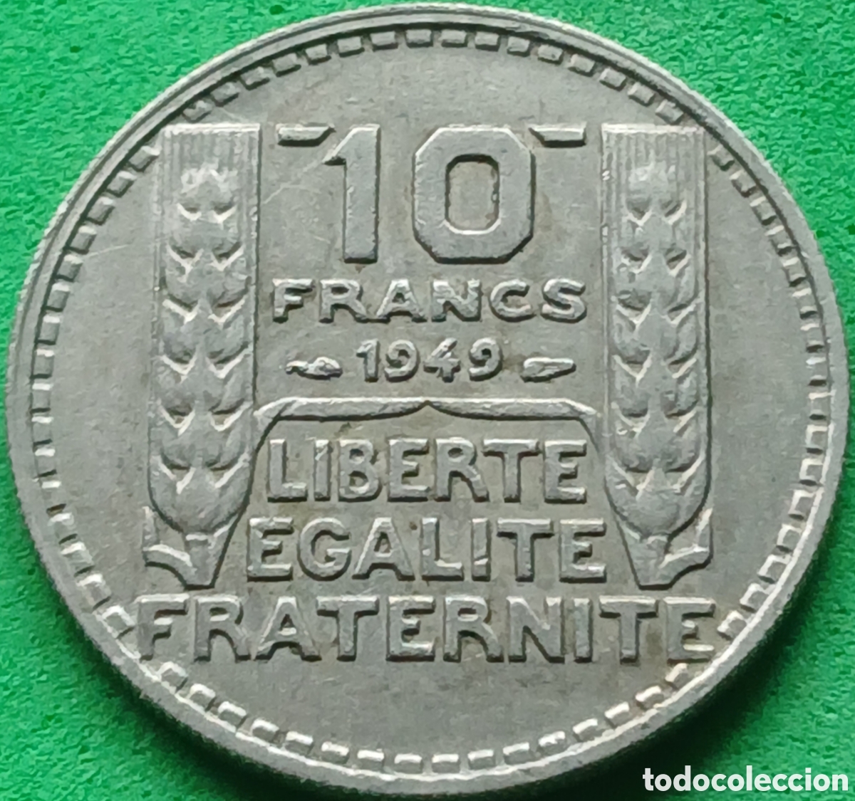 Monedas antiguas de Europa: Francia 10 francos 1949 km#909 sin marca de ceca