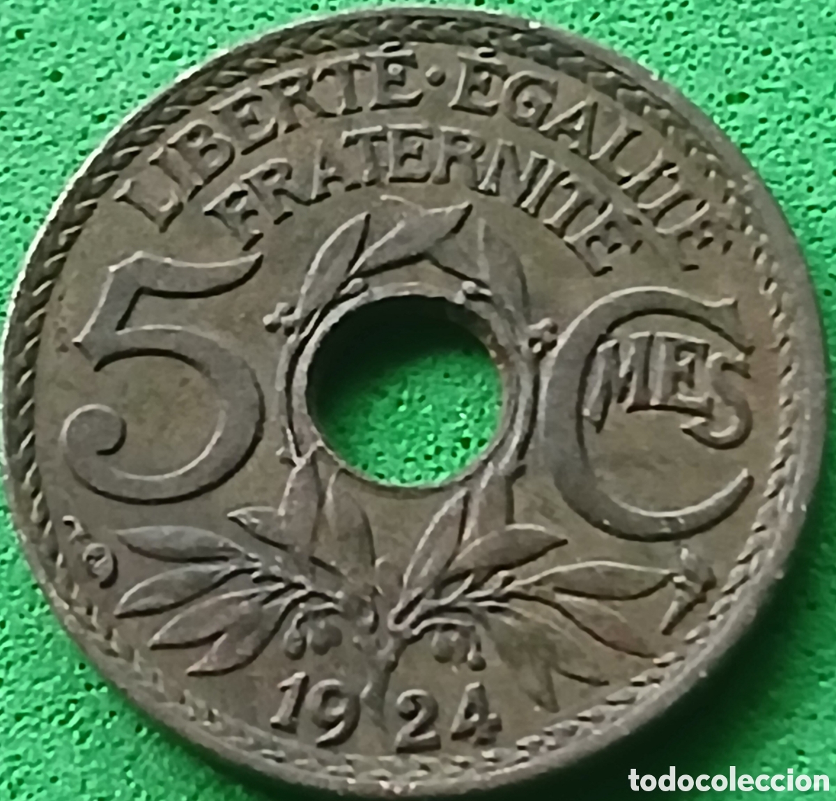 Monedas antiguas de Europa: Francia 5 c&eacute;ntimos 1924 km#875 ceca Par&iacute;s