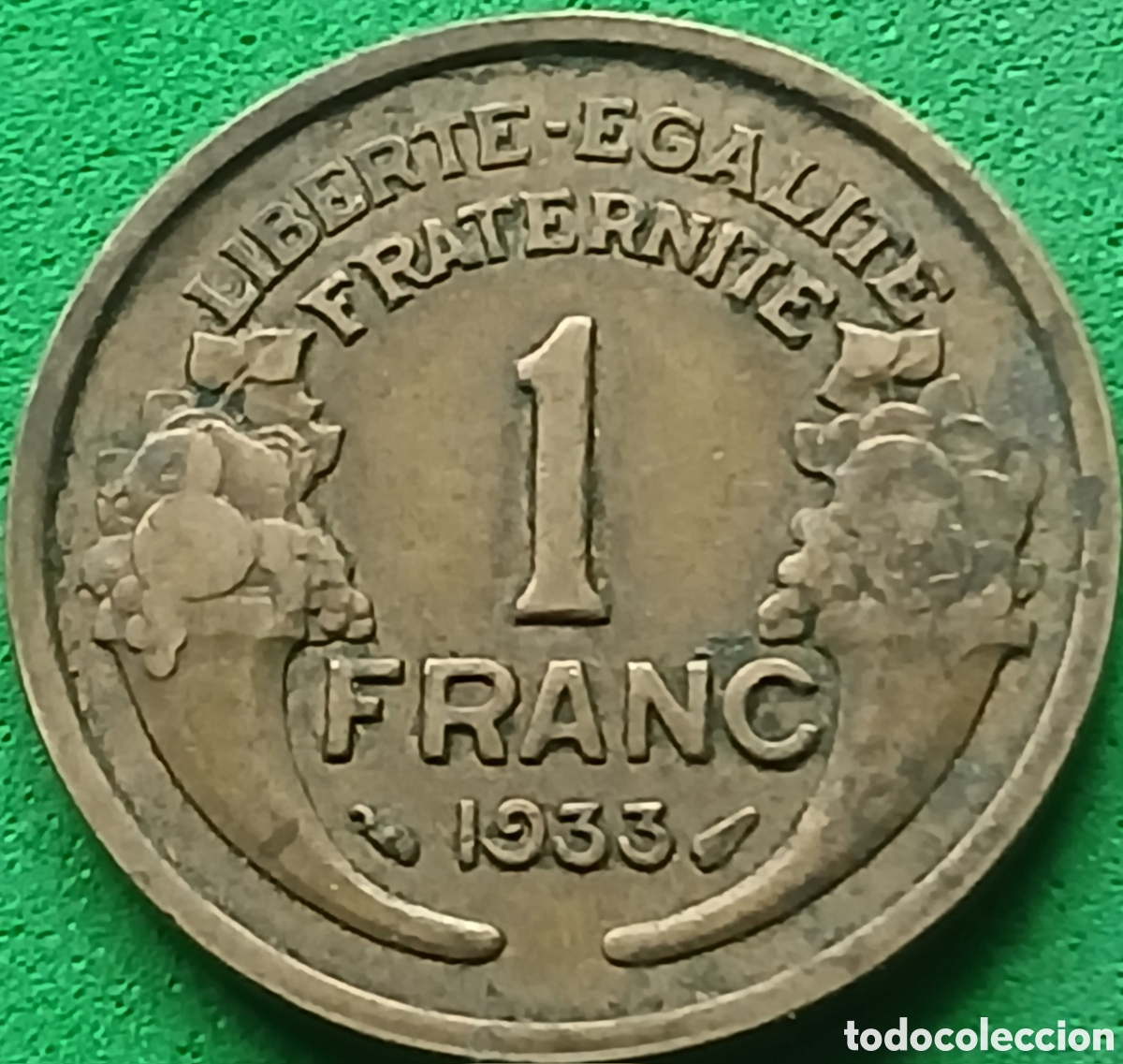 Monedas antiguas de Europa: Francia 1 franco 1933 km#885