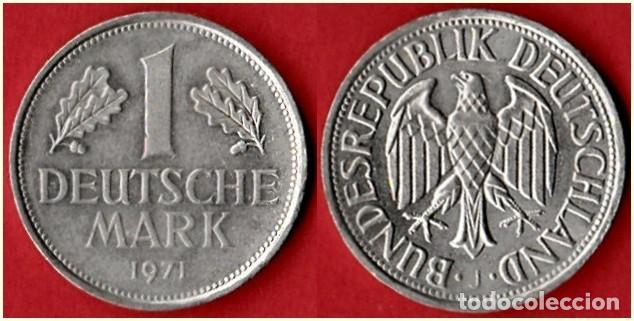 Monedas antiguas de Europa: 1971 - ALEMANIA - 1 MARCO - KM# 110 - CECA J HAMBURGO . CUPRONIQUEL