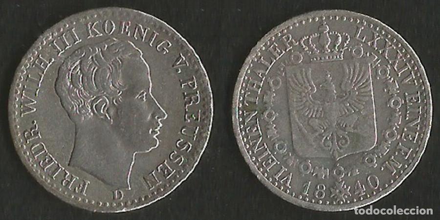 Monedas antiguas de Europa: ALEMANIA - 1/6 DE TALER - 1840.D - E.B.C. - PLATA