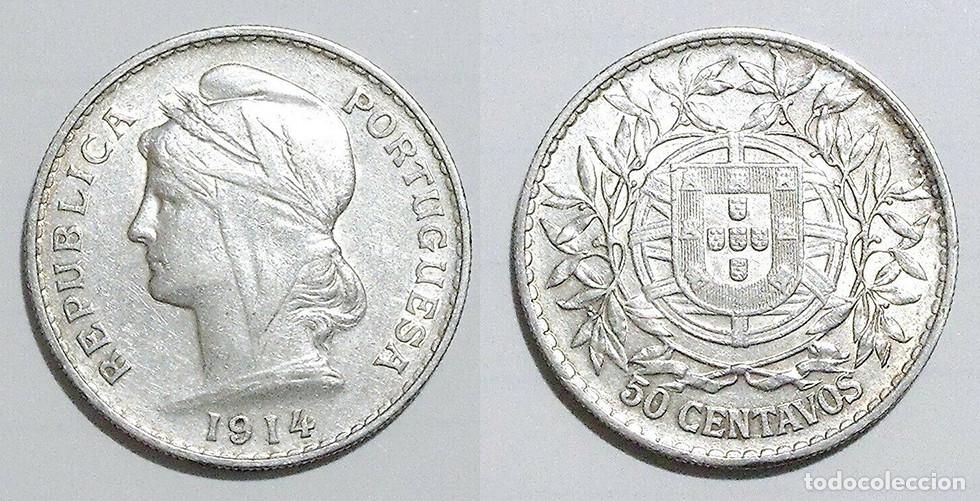 Monnaies anciennes de Europe: PORTUGAL - 50 CENTS - 1914 - PLATA - E.B.C++