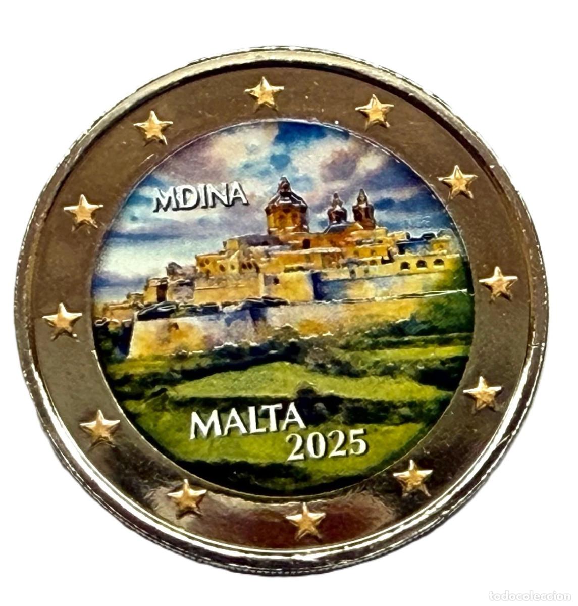 Monedas antiguas de Europa: MALTA 2 euro 2025 Ciudad de MDINA - multicolor