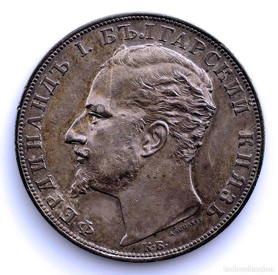 Monedas antiguas de Europa: SC-Bulgaria-Fernando I. 5 levas 1895. Kremnica. MBC+/VF+ Plata 24,9 g.