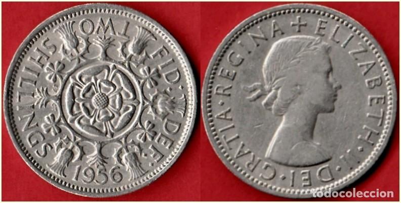 Monedas antiguas de Europa: 1956 - GRAN BRETA&Ntilde;A - ISABEL II - TWO SHILLINGS - KM # 906
