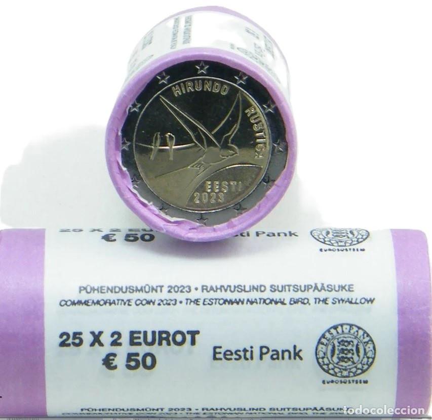 Monedas antiguas de Europa: ESTONIA cartucho original 2 euro 2023 GOLONDRINA COMUN