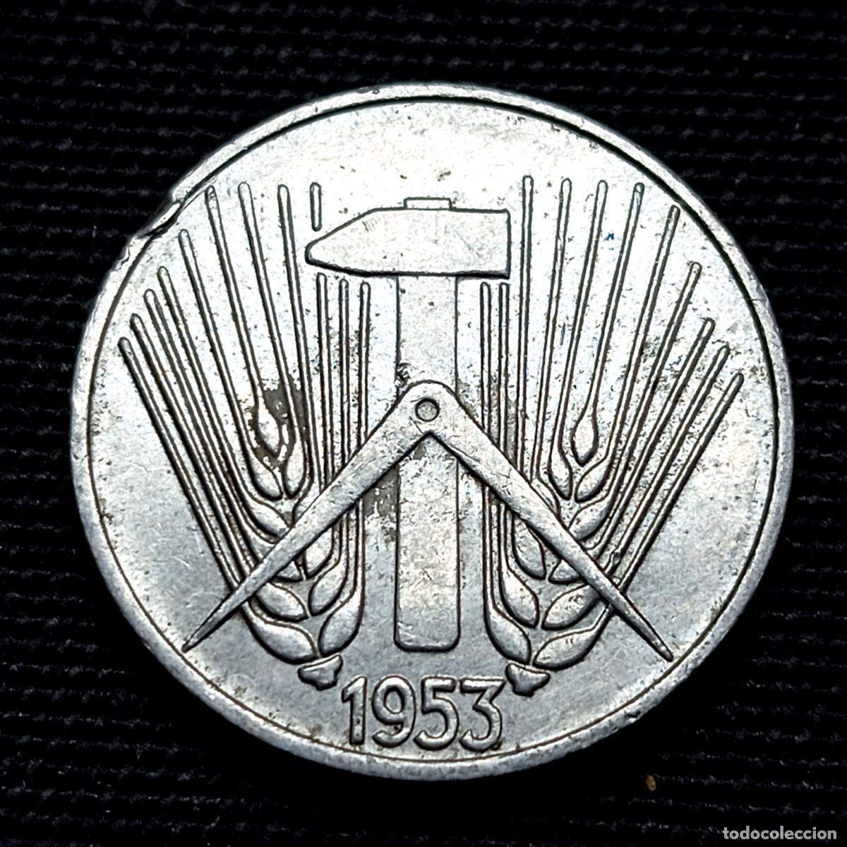 Monedas antiguas de Europa: ⚜️ BBE2 0. Alemania RDA. 5 pfennig 1953 E
