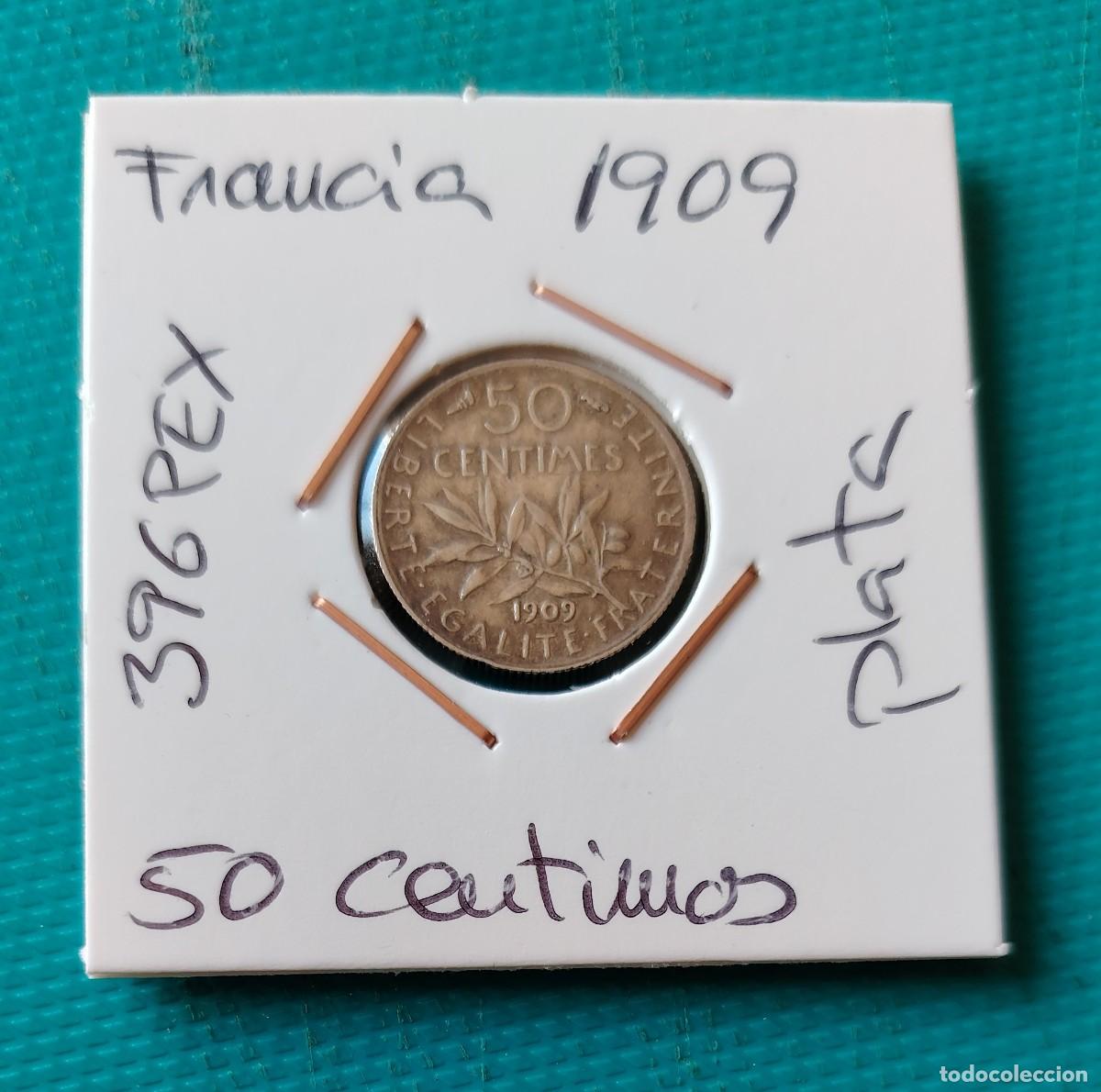 Monedas antiguas de Europa: MONEDA DE FRANCIA - 50 CENTIMOS DE PLATA - A&Ntilde;O 1909 - 396PEX