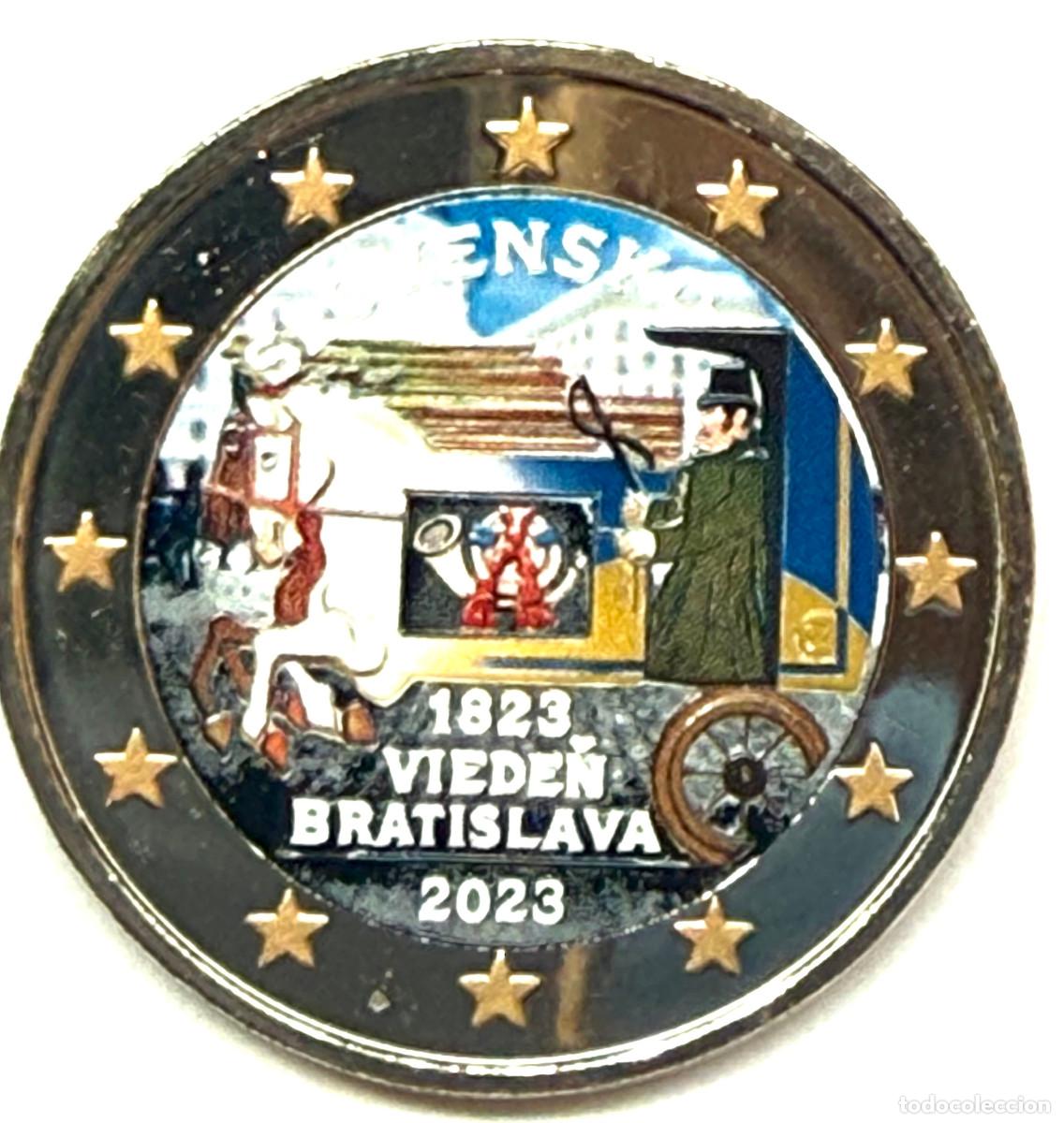 Monedas antiguas de Europa: 2 euros ESLOVAQUIA 2023 - correo tirado por caballlos MULTICOLOR