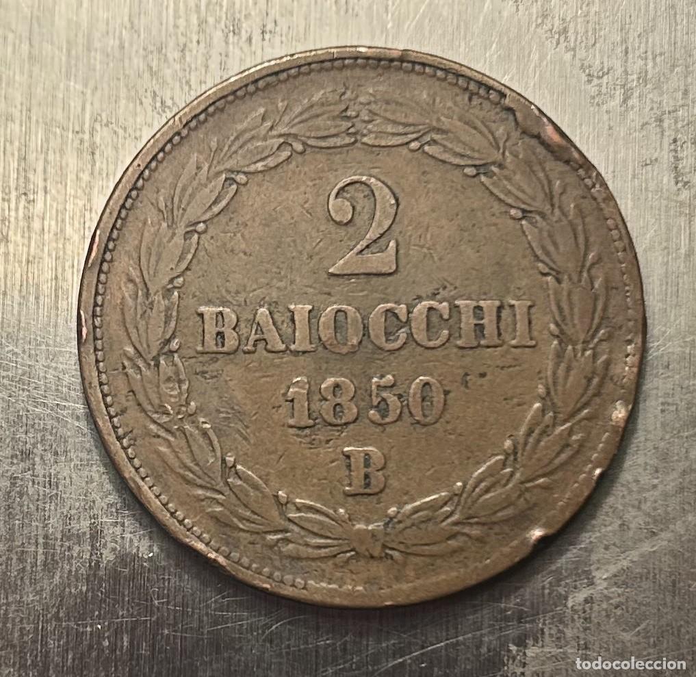 Monedas antiguas de Europa: 2 BAIOCCHI 1850 LOS ESTADOS PONTIFICIOS. CECA B