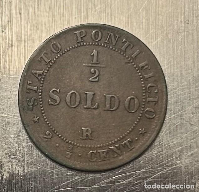 Monedas antiguas de Europa: 1/2 DE SOLDO 1867 LOS ESTADOS PONTIFICIOS. CECA R. ANNO XXII