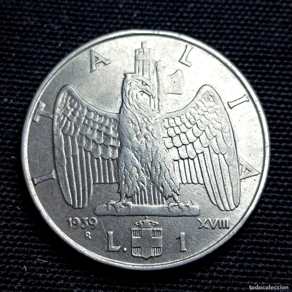 Monedas antiguas de Europa: ⚜️ BBE3 2. Italia. 1 lira 1939. Magn&eacute;tica