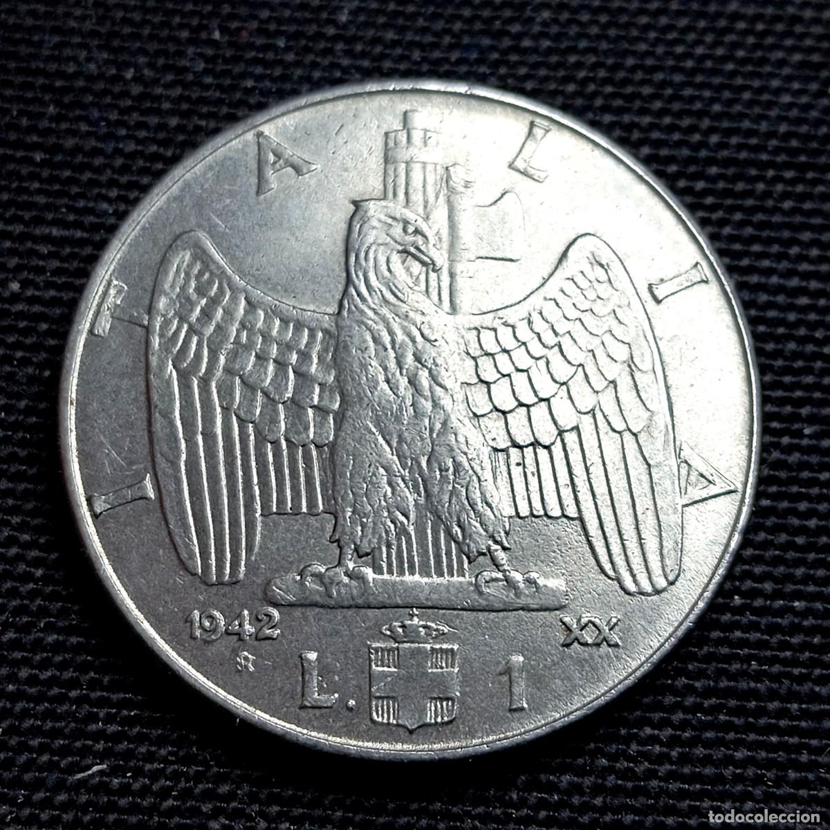 Monedas antiguas de Europa: ⚜️ BBE3 4. Italia. 1 lira 1942. Magn&eacute;tica