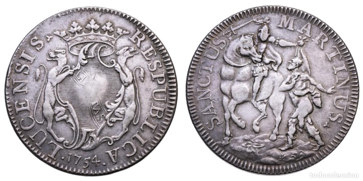 Monedas antiguas de Europa: SC-Lucca Ciudad-Rep&uacute;blica, Escudo 1754. Plata 26,52 g. ESCASA