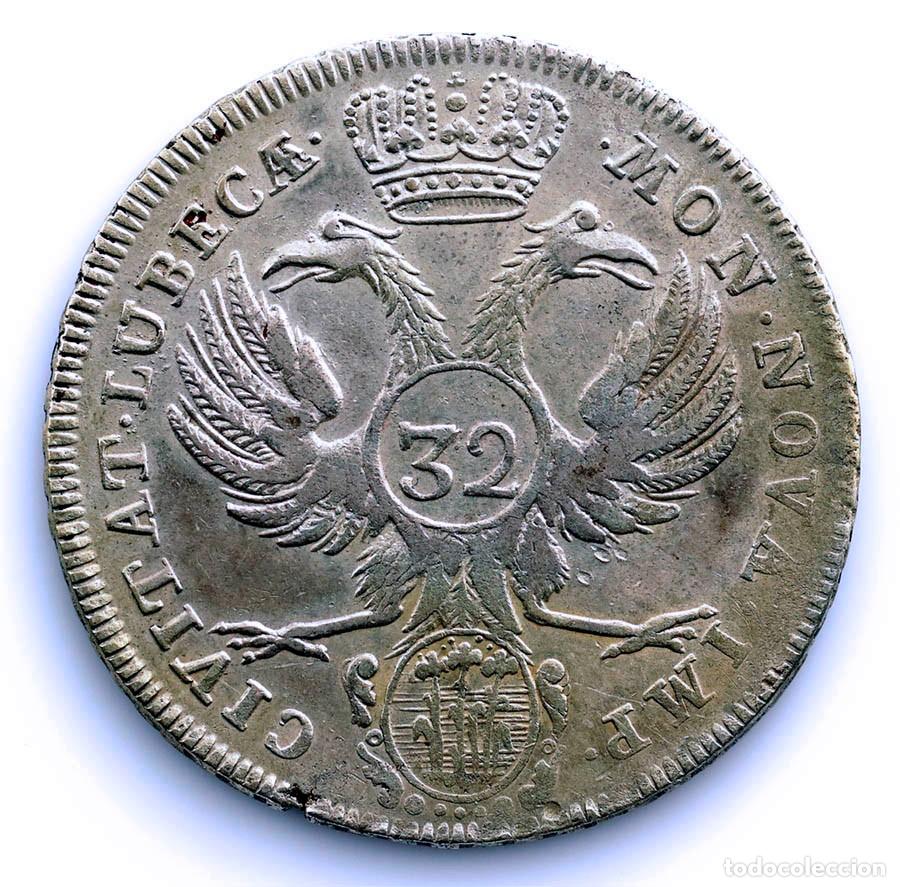 Monedas antiguas de Europa: SC-Alemania. L&uuml;beck. 32 Schilling 1758 . MBC+/VF+ Plata 18,16 g.