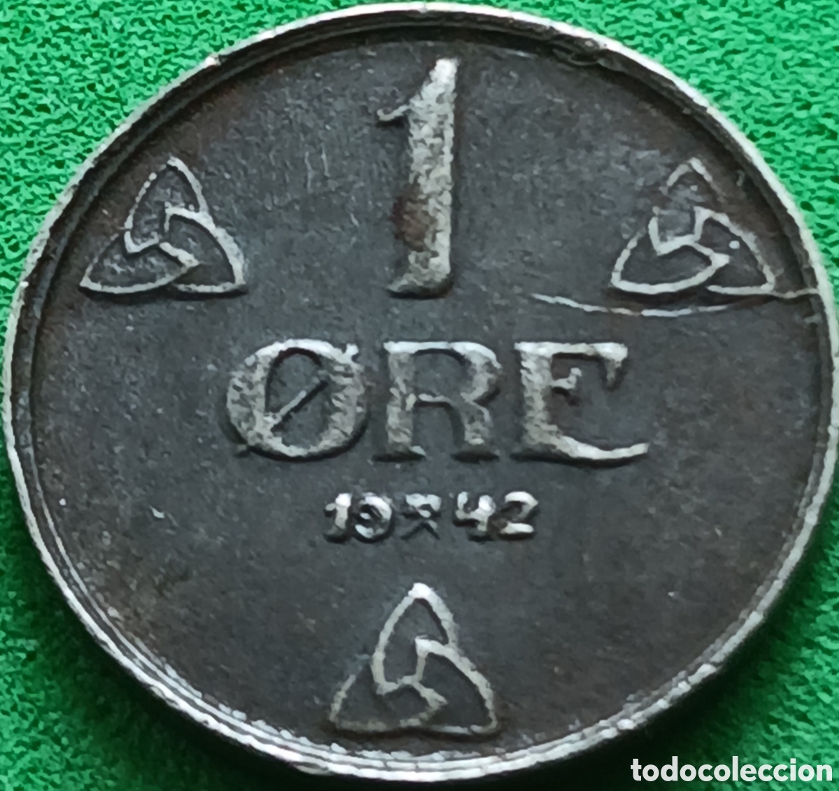 Monedas antiguas de Europa: Noruega 1 ore 1942 km#387