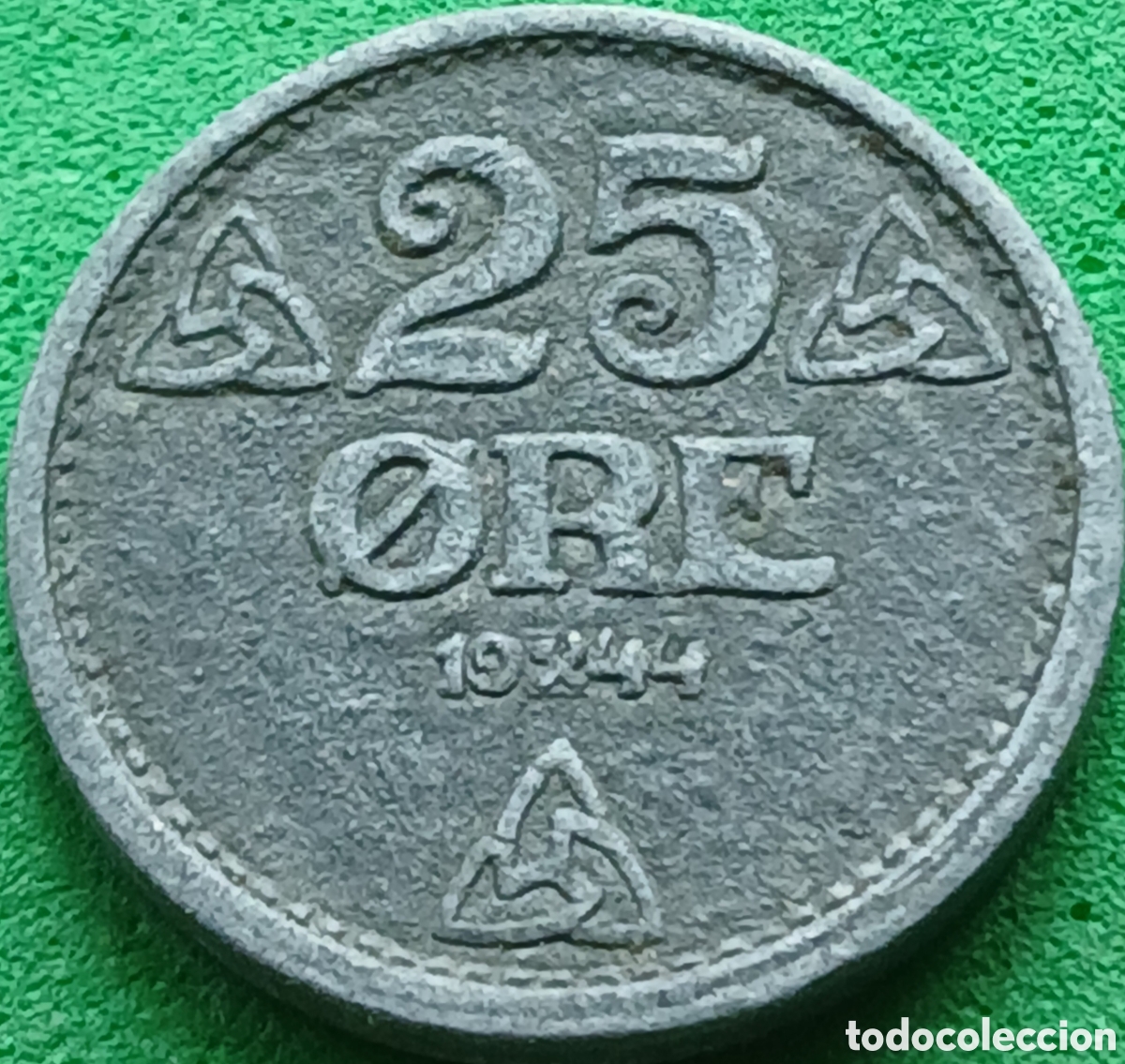 Monedas antiguas de Europa: Noruega 25 ore 1944 km#395 ESCASA!