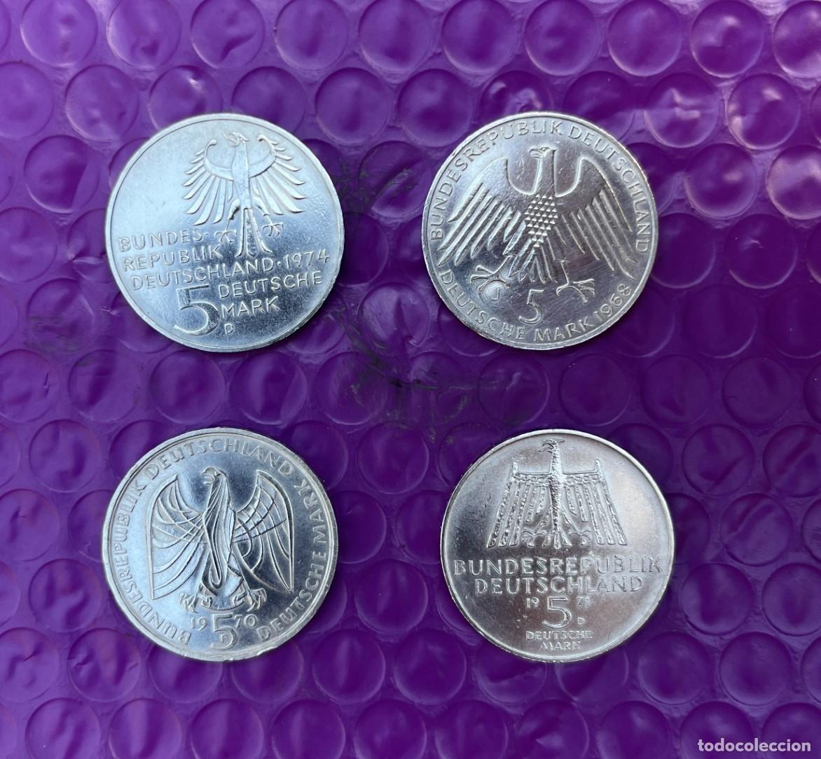 Monedas antiguas de Europa: Lote de 4 Marcos Alemanes de Plata (Conmemorativos).