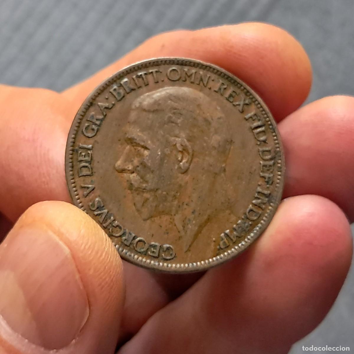 Monedas antiguas de Europa: MONEDA REINO UNIDO 1 PENNY PENIQUE 1927 - George V (efigie modificada) KM# 826, F.