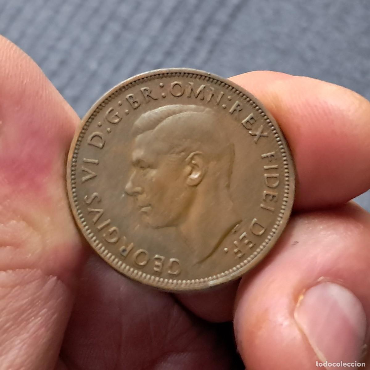 Monedas antiguas de Europa: MONEDA REINO UNIDO 1 PENNY PENIQUE 1949 - George VI (sin 'IND:IMP') KM# 869, F.