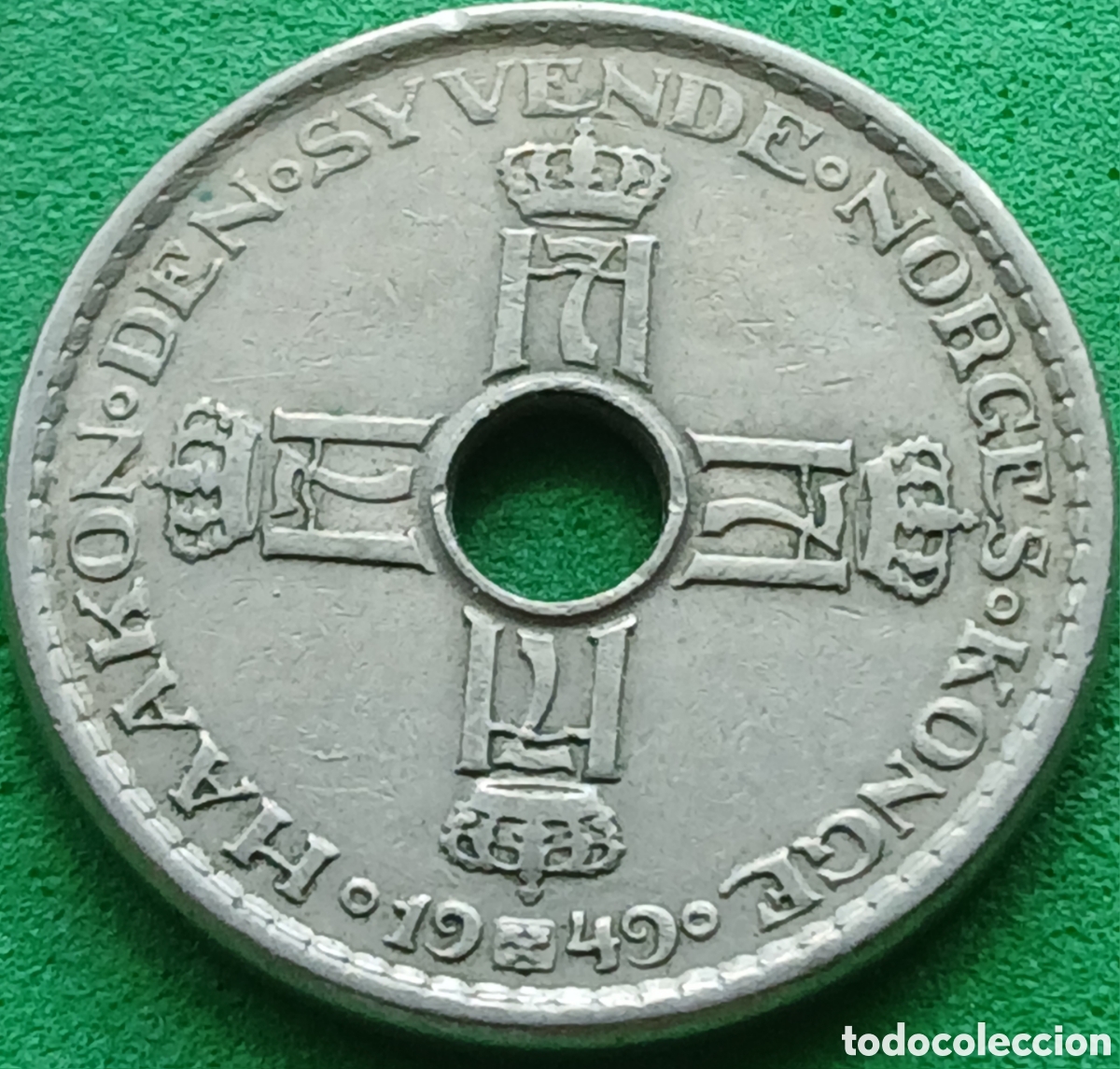 Monedas antiguas de Europa: Noruega 1 corona 1949 km#385