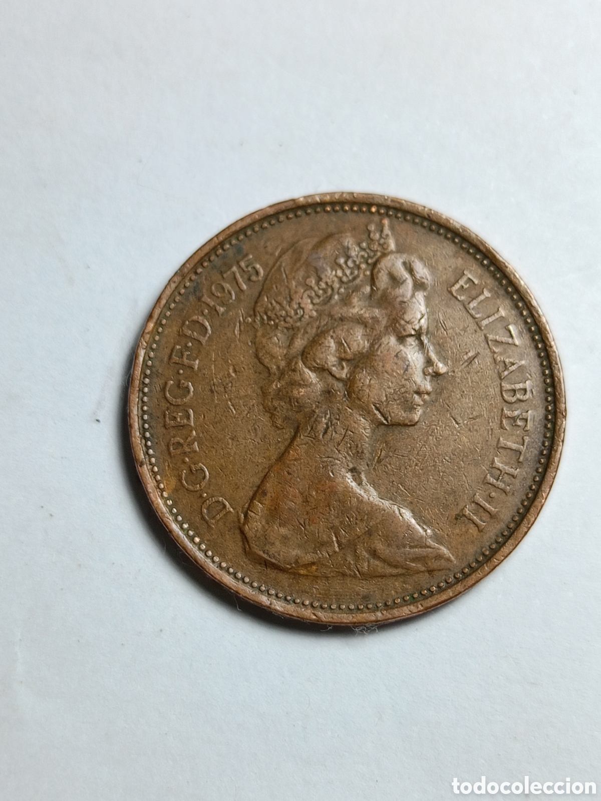 Monnaies anciennes de Europe: Moneda 2 peniques 1975 Gran Breta&ntilde;a, Elizabeth II MBC, Bronce, K