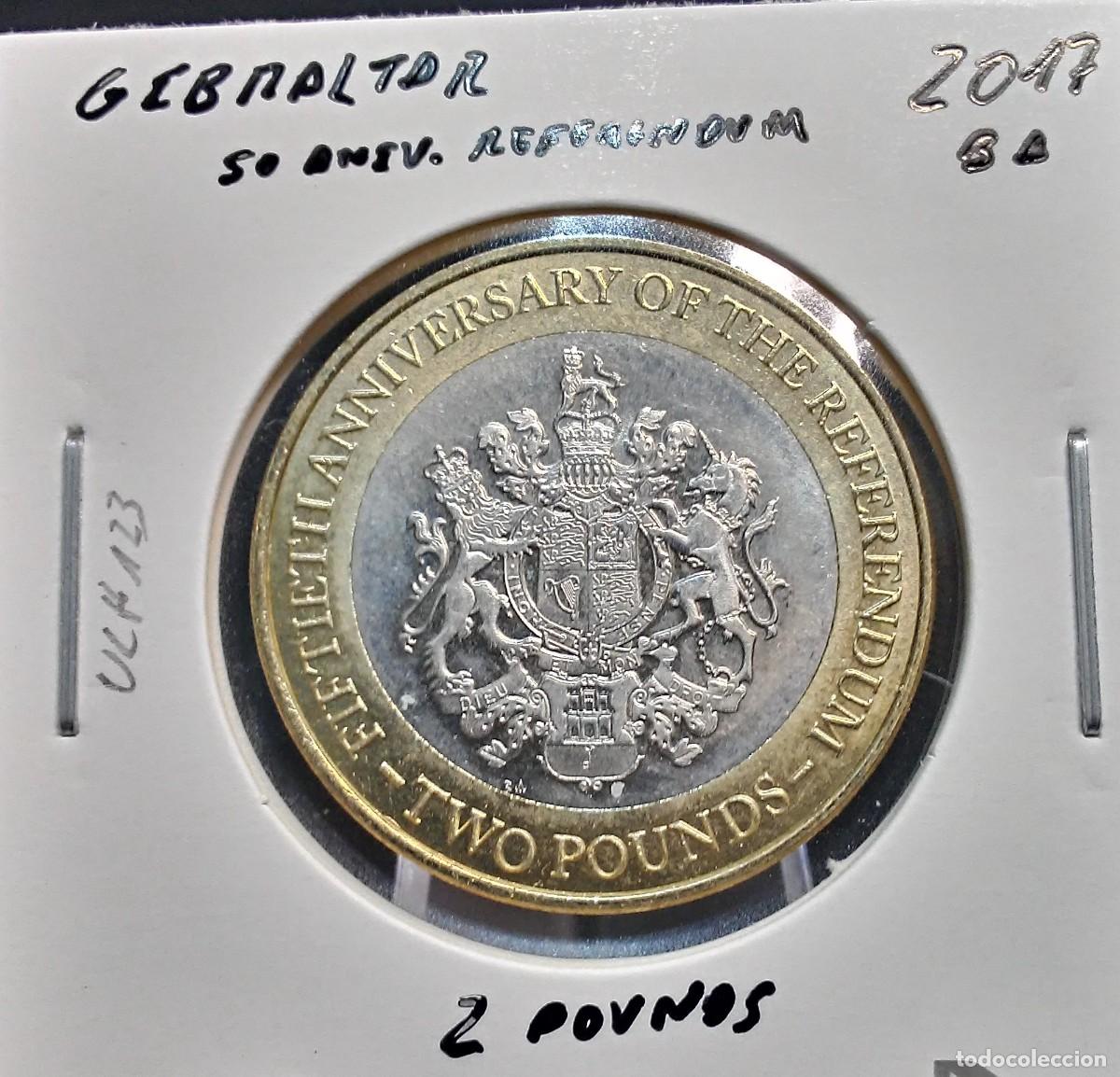 Monedas antiguas de Europa: GIBRALTAR 2 LIBRAS / POUNDS 2017 BA UC#123 SC UNC REFERENDUM.