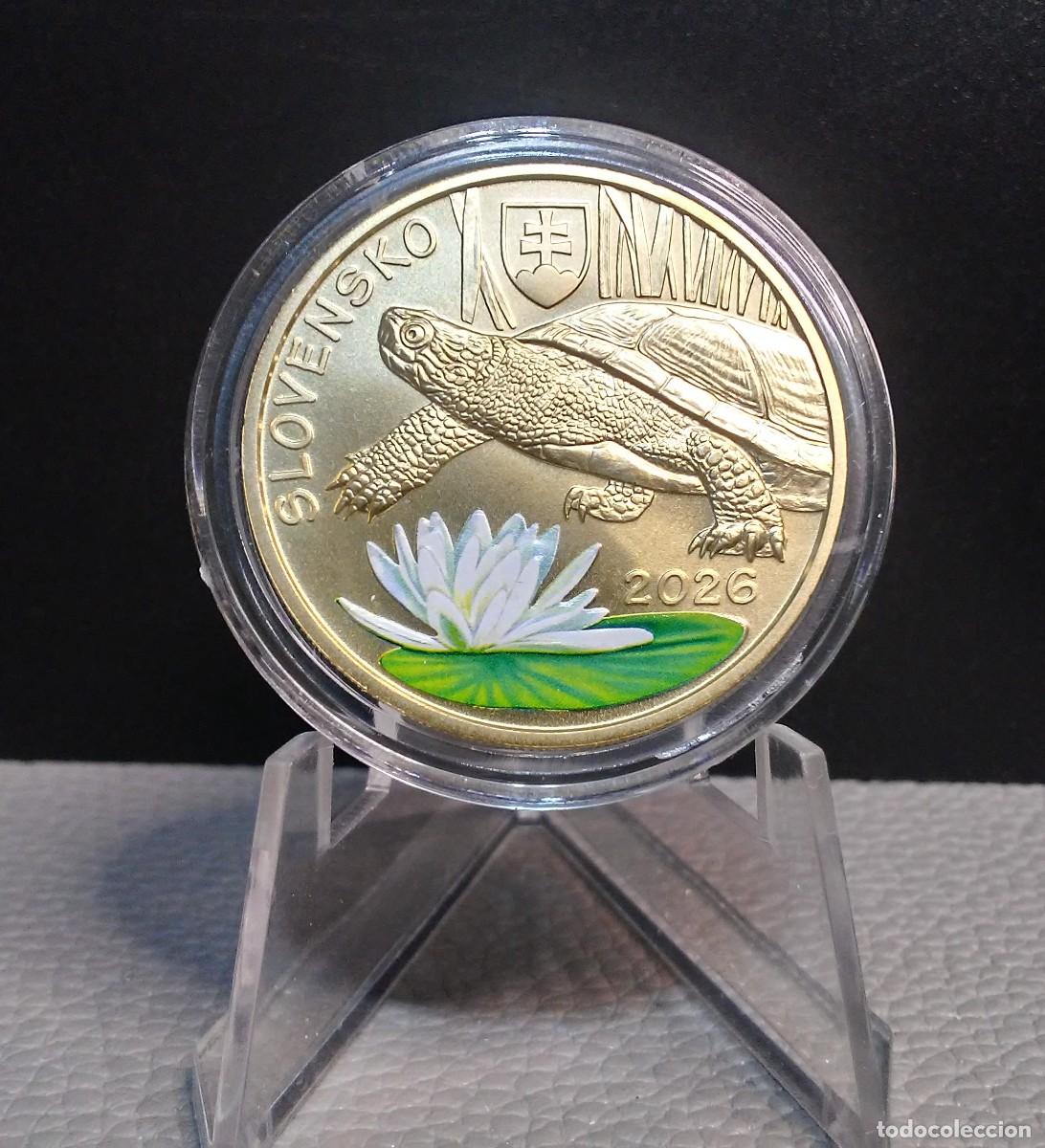 Monedas antiguas de Europa: ESLOVAQUIA 5 EUROS 2026 UC#280 SC UNC TORTUGA GAL&Aacute;PAGO EUROPEA.