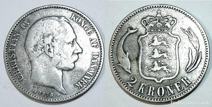 Old Coins of Europe: DINAMARCA - 2 CORONAS - 1876 - M.B.C. - PLATA