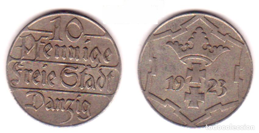 Old Coins of Europe: DANZIG - 10 PFENNIG - 1923 - CUPRO/NIQUEL - E.B.C. - ESCASA
